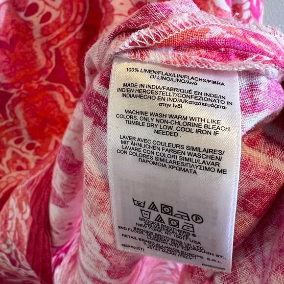346 Brooks Brothers Pink Paisley 100% Linen Tunic Size L - Picture 5 of 9
